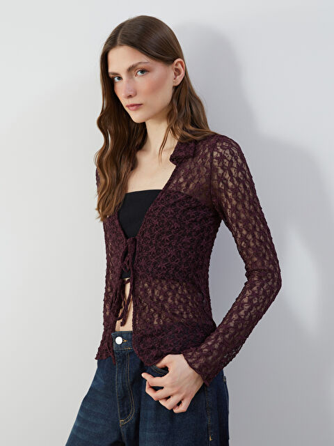 LCW Vision Polo Yaka Dantelli Kadın Hırka - S5NG48Z8-HNV