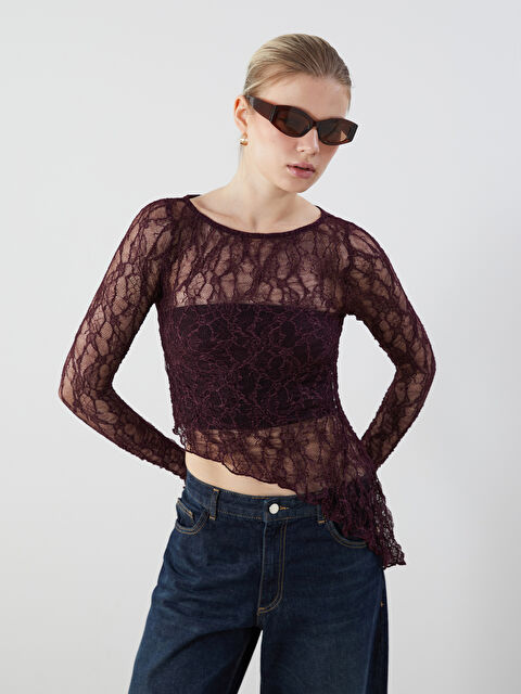 LCW Vision Bisiklet Yaka Dantelli Bluz - S5NG49Z8-HNV