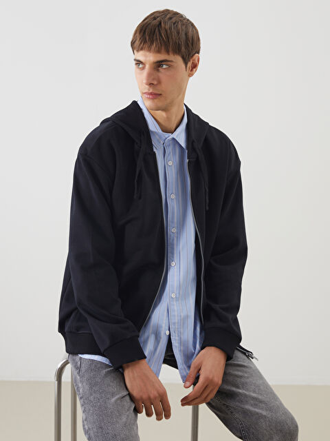 XSIDE Kapüşonlu Uzun Kollu Erkek Fermuarlı Sweatshirt - S5NG61Z8-CVL