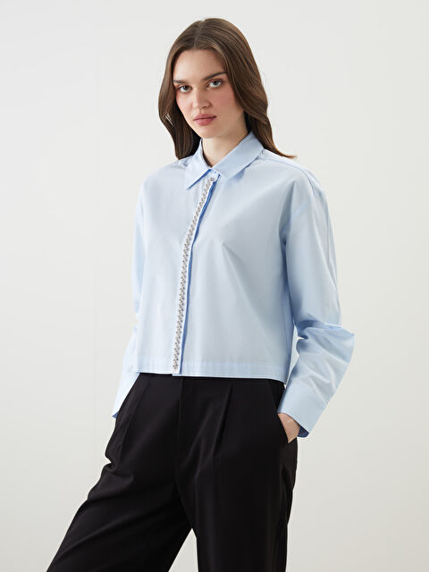 LCW Vision Taşlı Crop Kadın Gömlek - S5NG88Z8-FZH