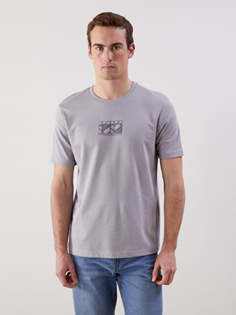 LCWAIKIKI Classic Bisiklet Yaka Kısa Kollu Baskılı Erkek Tişört - S5NH11Z8-SLH