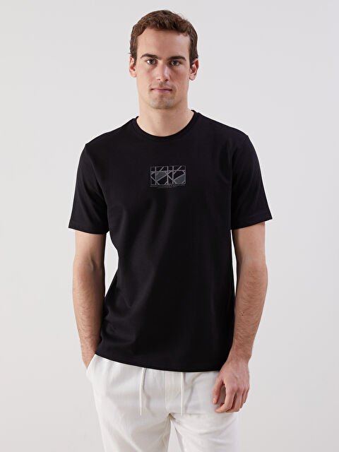 LCWAIKIKI Classic Bisiklet Yaka Kısa Kollu Baskılı Erkek Tişört - S5NH11Z8-CVL