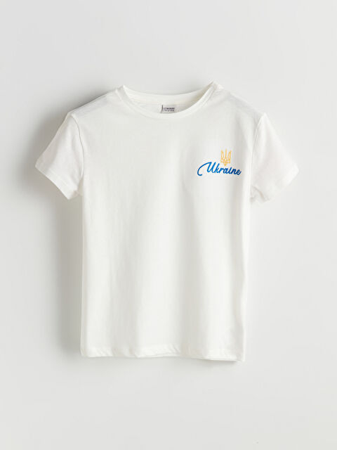 LCW Kids Футболка с круглым вырезом и украинской вышивкой для девочек
