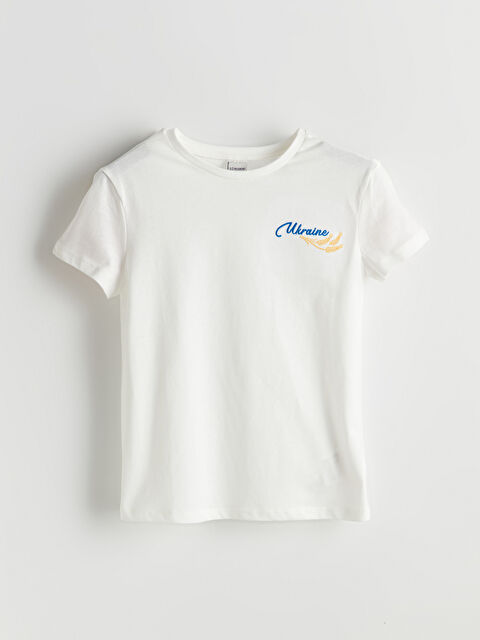 LCW Kids Футболка с круглым вырезом и украинской вышивкой для девочек