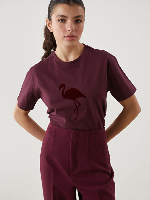 LCW Vision Bisiklet Yaka Baskılı Kadın Tişört - S5NH79Z8-HEN