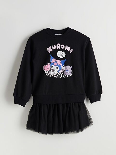 LCW Kids Bisiklet Yaka Kuromi Baskılı Kız Çocuk Elbise - S5NI05Z4-CVL