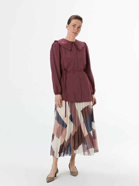 LCWAIKIKI Classic Beli Lastikli Desenli Kadın Pileli Etek - S5NI19Z8-LRA