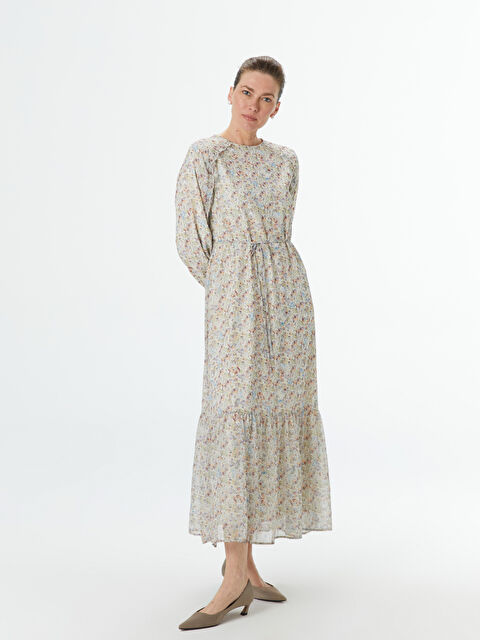 LCWAIKIKI Classic Bisiklet Yaka Çiçekli Elbise - S5NI21Z8-F9C