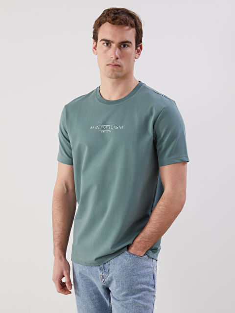 LCWAIKIKI Classic Bisiklet Yaka Baskılı Penye Erkek Tişört - S5NI32Z8-H6Z