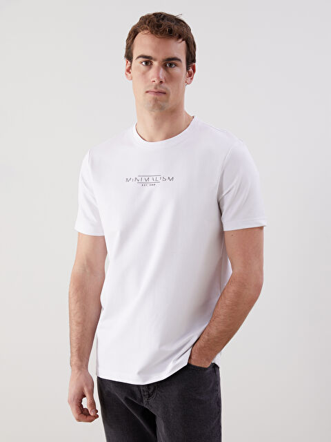 LCWAIKIKI Classic Bisiklet Yaka Baskılı Penye Erkek Tişört - S5NI32Z8-Q6K