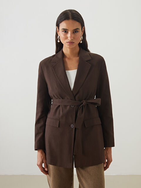 LCW Modest Keten Karışımlı Kadın Blazer Ceket - S5NI63Z8-D2M