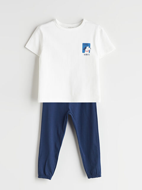 LCW baby Bisiklet Yaka Baskılı Erkek Bebek Tişört ve Eşofman Alt 2'li - S5NI68Z1-R9J