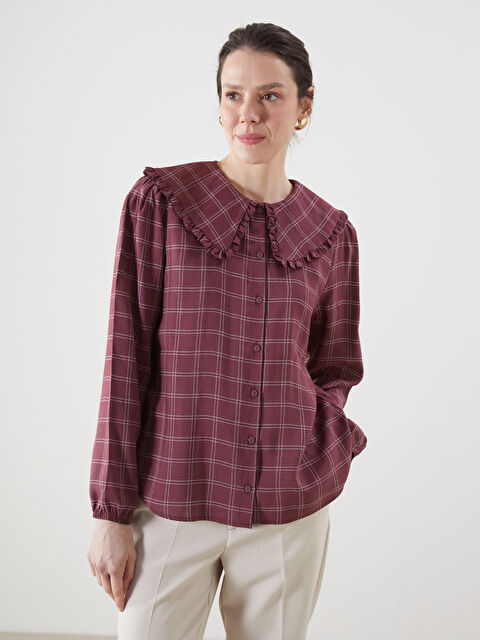 LCWAIKIKI Classic Bebe Yaka Ekose Kadın Gömlek - S5NI98Z8-LLH