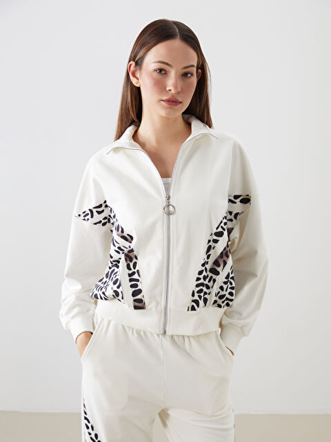 LCWAIKIKI Classic Funnel Neck Patterned Women's Zip-Up Sweatshirt - S5NJ68Z8-Q6K