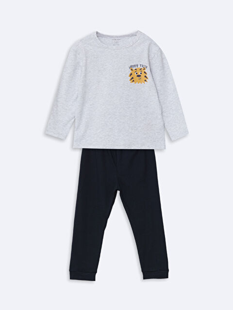 LCW baby Bisiklet Yaka Baskılı Erkek Bebek Sweatshirt ve Eşofman Alt 2'li Takım - S5NJ78Z1-847