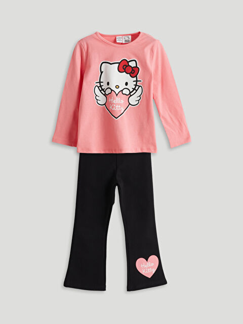 LCW Kids Hello Kitty Baskılı Kız Çocuk Tişört ve Tayt 2'li - S5NK52Z1-QY4