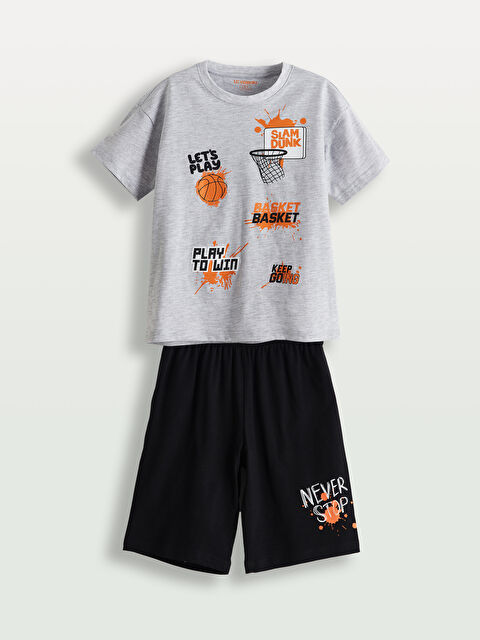 LCW DREAM Bisiklet Yaka Erkek Çocuk Şortlu Pijama Takımı - S5NK95Z4-LAK