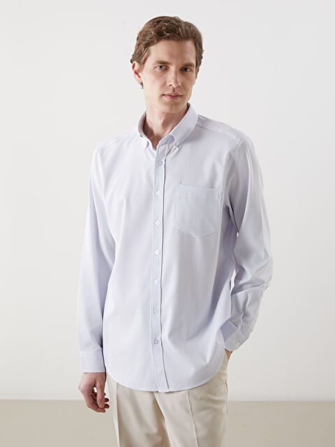 LCWAIKIKI Classic Regular Fit Uzun Kollu Çizgili Erkek Gömlek - S5NK99Z8-LEN