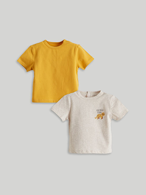 LCW baby Bisiklet Yaka Baskılı Erkek Bebek Tişört 2'li - S5NL10Z1-D5R