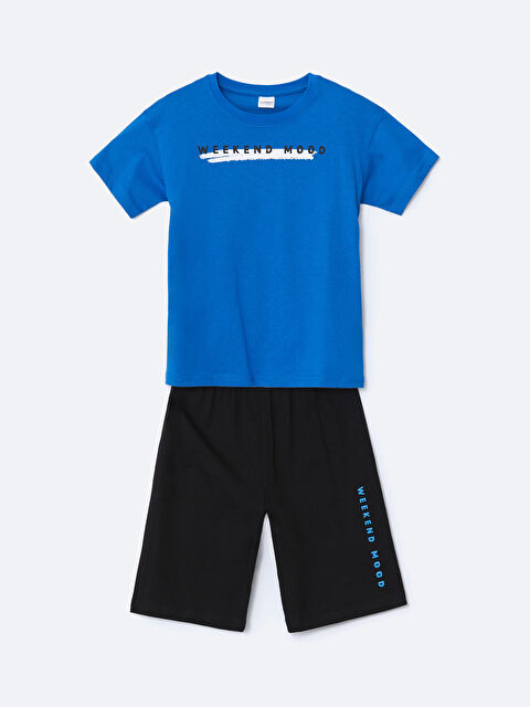 LCW Kids Bisiklet Yaka Erkek Çocuk Şortlu Pijama Takımı - S5NL37Z4-JUF