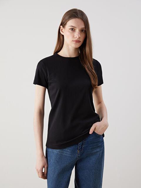 LCW Modest Bisiklet Yaka Modal Karışımlı Kadın Tişört - S5NL41Z8-CVL