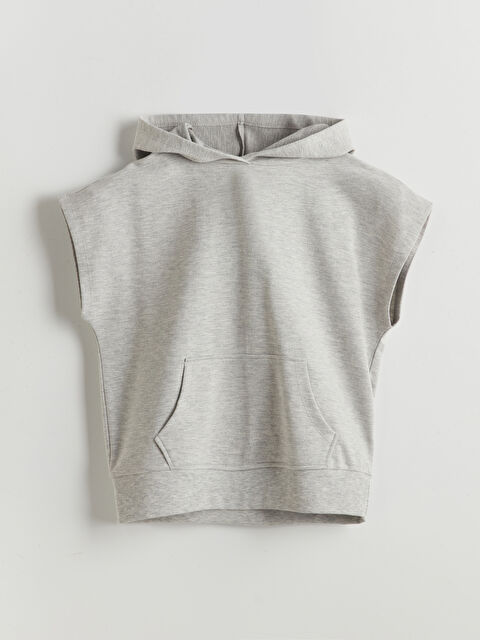 LCW Kids Kapüşonlu Kısa Kollu Kız Çocuk Sweatshirt - S5NL86Z4-CT3