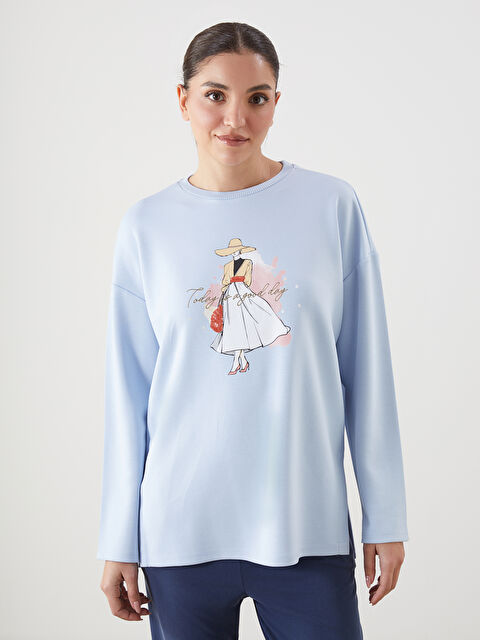 LCWAIKIKI Classic Baskılı Oversize Kadın Sweatshirt Tunik - S5NL88Z8-G0K