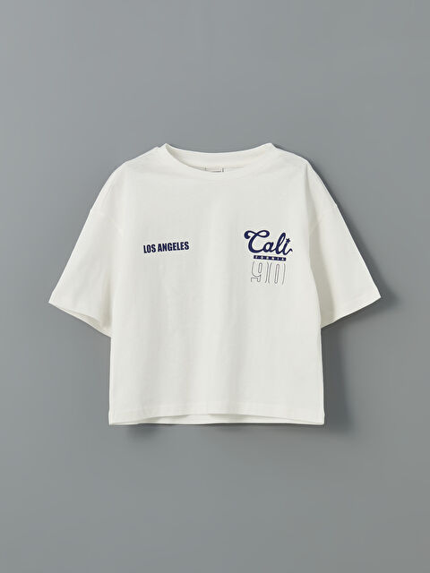LCW Kids Bisiklet Yaka Los Angeles Baskılı Kız Çocuk Tişört - S5NM54Z4-R9J