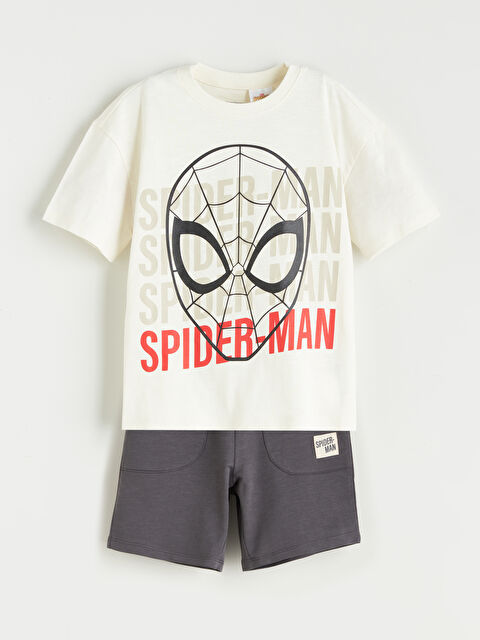 LCW Kids Spiderman Baskılı Erkek Çocuk Tişört ve Şort 2'li - S5NM60Z1-QVK