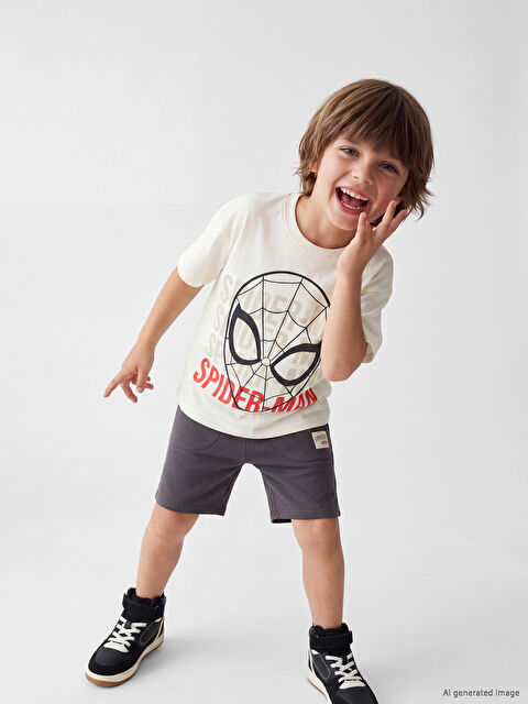 LCW Kids Spiderman Baskılı Erkek Çocuk Tişört ve Şort 2'li