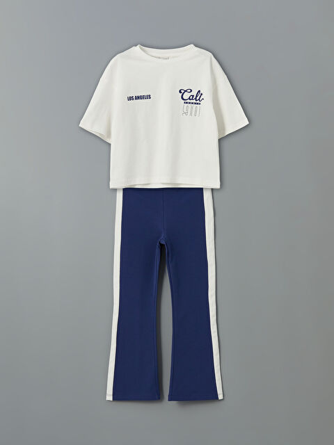 LCW Kids Los Angeles Baskılı Kız Çocuk Tişört ve Eşofman Altı - S5NM62Z4-R9J