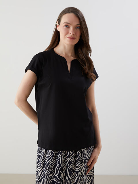 LCW Grace Kaçık Yaka Kadın Tişört - S5NN46Z8-CVL