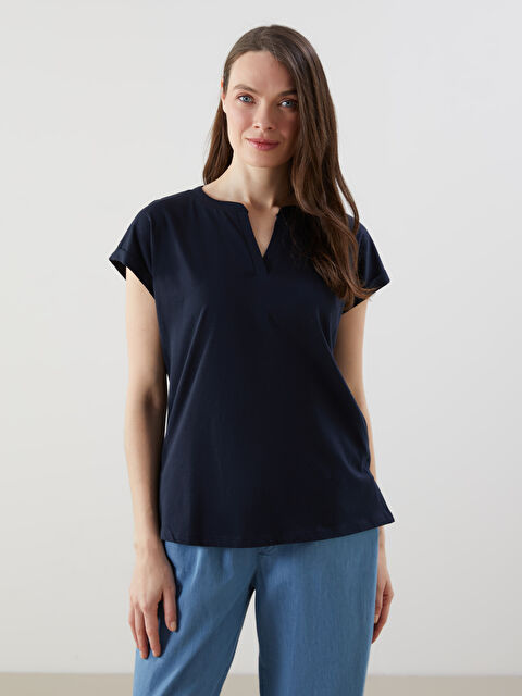 LCW Grace Kaçık Yaka Kadın Tişört - S5NN46Z8-E1J