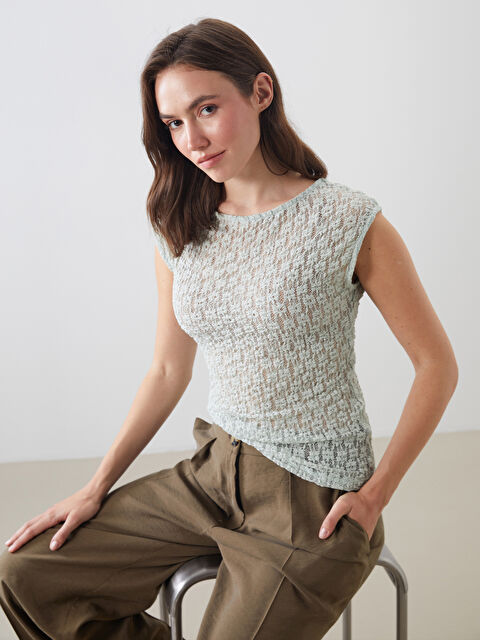 LCWAIKIKI Classic Bisiklet Yaka Dantelli Kroşe Bluz - S5NN56Z8-G2R