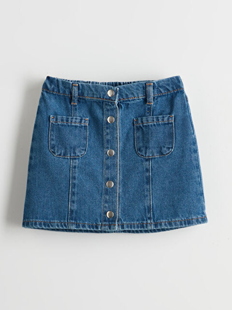 LCW Kids Elastic Waist Girl Jean Skirt - S5NN74Z1-507