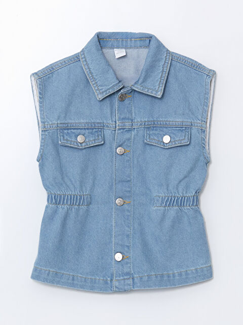 LCW Kids Gömlek Yaka Basic Kız Çocuk Jean Ceket - S5NN78Z1-LR1