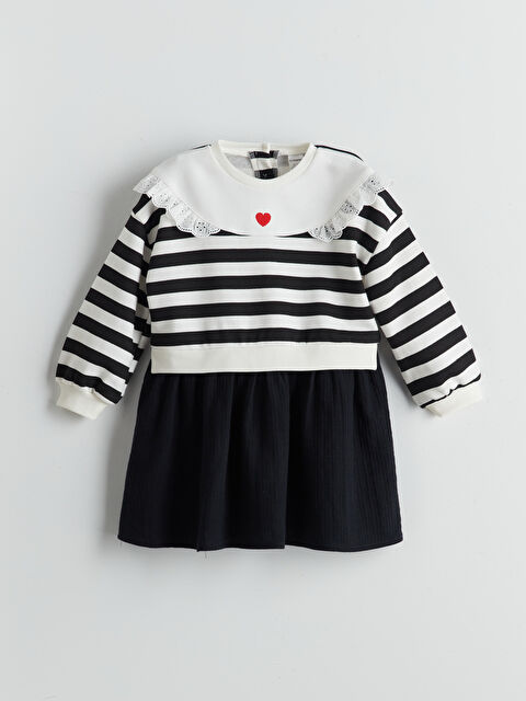 LCW Kids Bisiklet Yaka Çizgili Kız Çocuk Elbise - S5NO27Z1-LEG