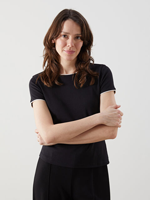 LCWAIKIKI Classic Bisiklet Yaka Modal Karışımlı Kadın Tişört - S5NO26Z8-CVL