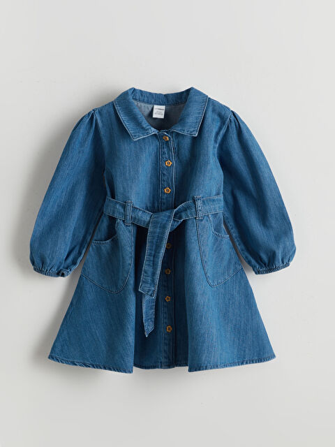 LCW Kids Düğmeli Kız Çocuk Jean Elbise - S5NO91Z1-507