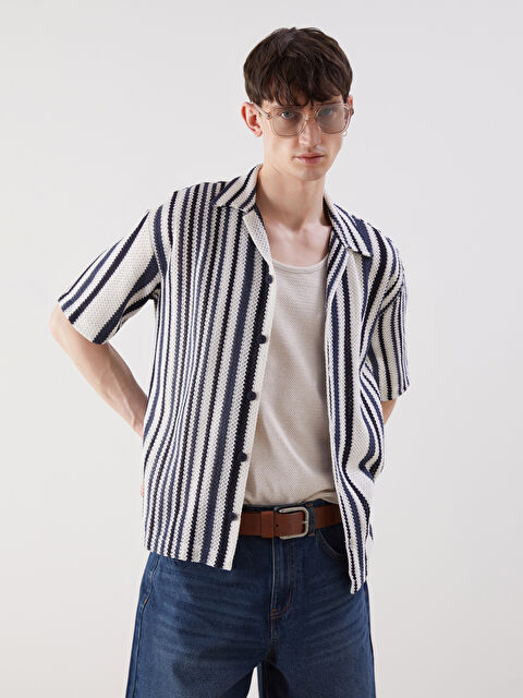 XSIDE Regular Fit Kısa Kollu Çizgili Erkek Gömlek - S5NP45Z8-LE0