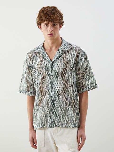 XSIDE Regular Fit Kısa Kollu Desenli Erkek Gömlek - S5NP48Z8-LRR