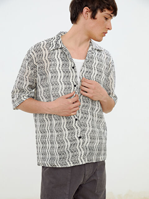 XSIDE Regular Fit Kısa Kollu Desenli Erkek Gömlek - S5NP49Z8-LEG