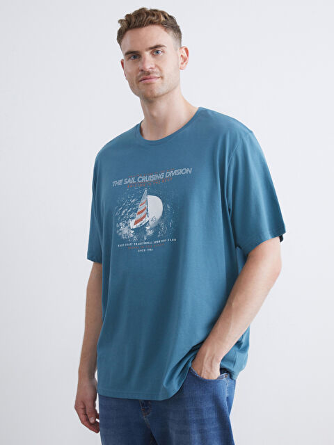 LCWAIKIKI Classic Bisiklet Yaka Baskılı Penye Erkek Tişört - S5NP79Z8-HMV