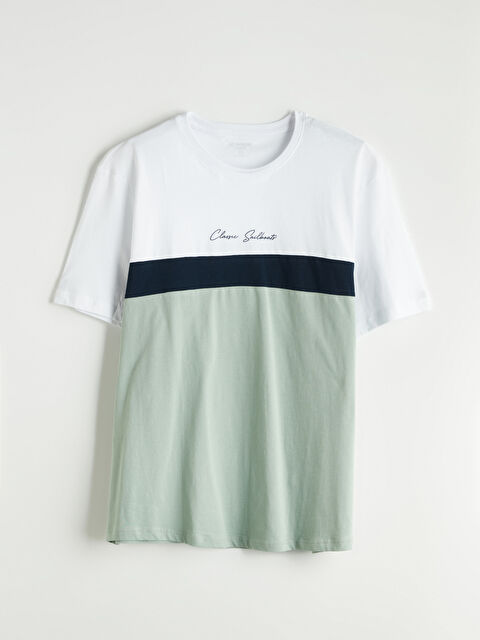 LCWAIKIKI Classic Bisiklet Yaka Renk Bloklu Penye Erkek Tişört - S5NP84Z8-TW2