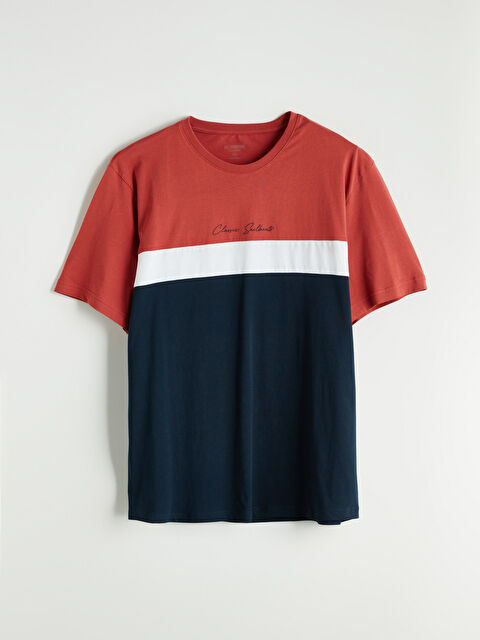 LCWAIKIKI Classic Bisiklet Yaka Renk Bloklu Penye Erkek Tişört - S5NP84Z8-YGW