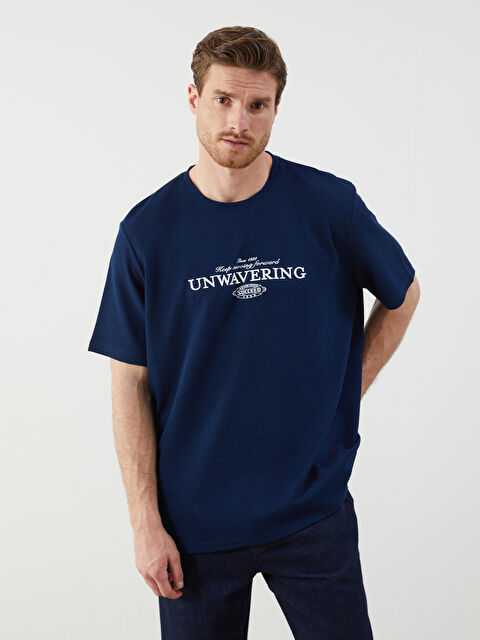 LCWAIKIKI Classic Bisiklet Yaka Baskılı Erkek Tişört - S5NP98Z8-SP7