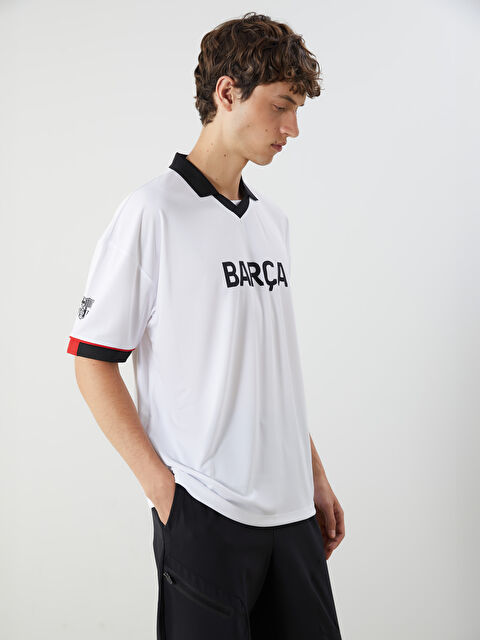 XSIDE ACTIVE Polo Yaka Barcelona Baskılı Erkek Taraftar Tişört - S5NQ43Z8-Q6K