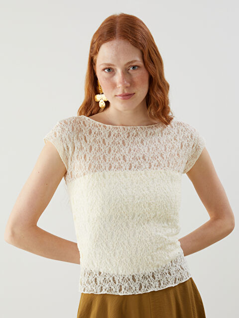 LCW Vision Bisiklet Yaka Dantelli Kadın Bluz - S5NQ49Z8-FDV