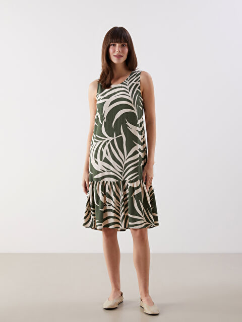 LCW Comfort Bisiklet Yaka Desenli Elbise - S5NQ82Z8-LRR