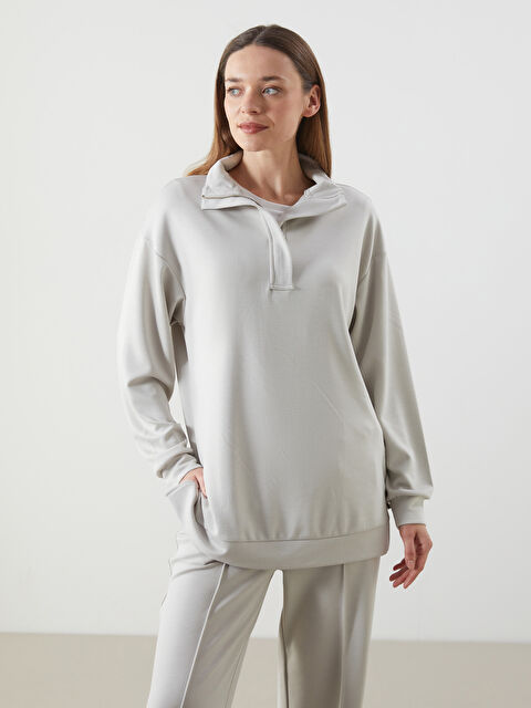 LCWAIKIKI Classic Dik Yaka Kadın Sweatshirt Tunik - S5NQ86Z8-G7L